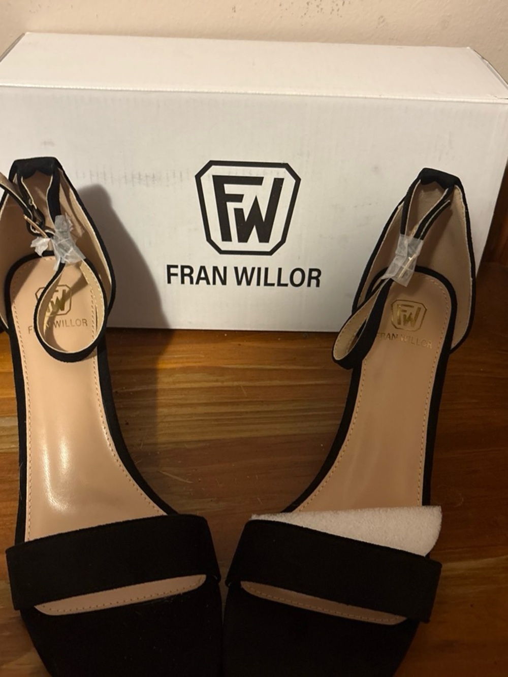 Black Suede Open-Toe Ankle-Strap Heels